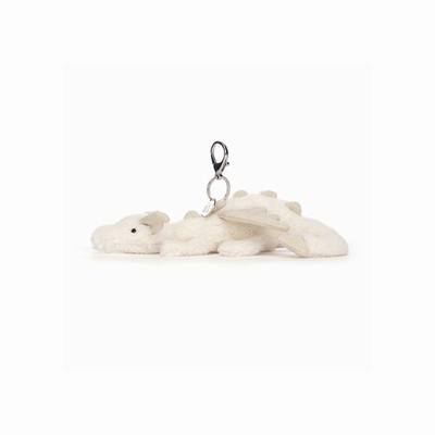 Jellycat Snow Dragon Bag Charm USA | 40897QMZY